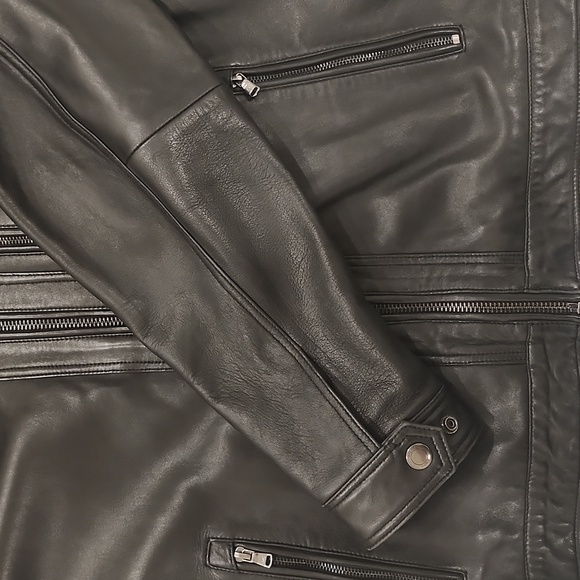 Michael Kors Large Mens Black Genuine Leather Jacket - Picture 4 of 8